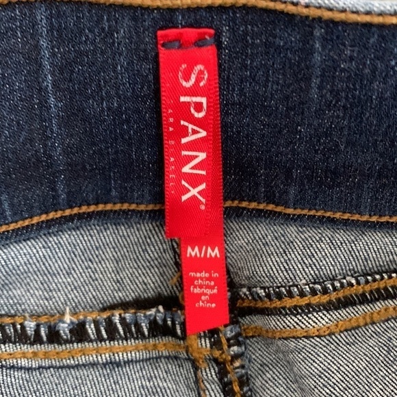 SPANX dark wash released raw hem skinny jeans jeggings Tummy smoother panel EUC - Picture 11 of 15